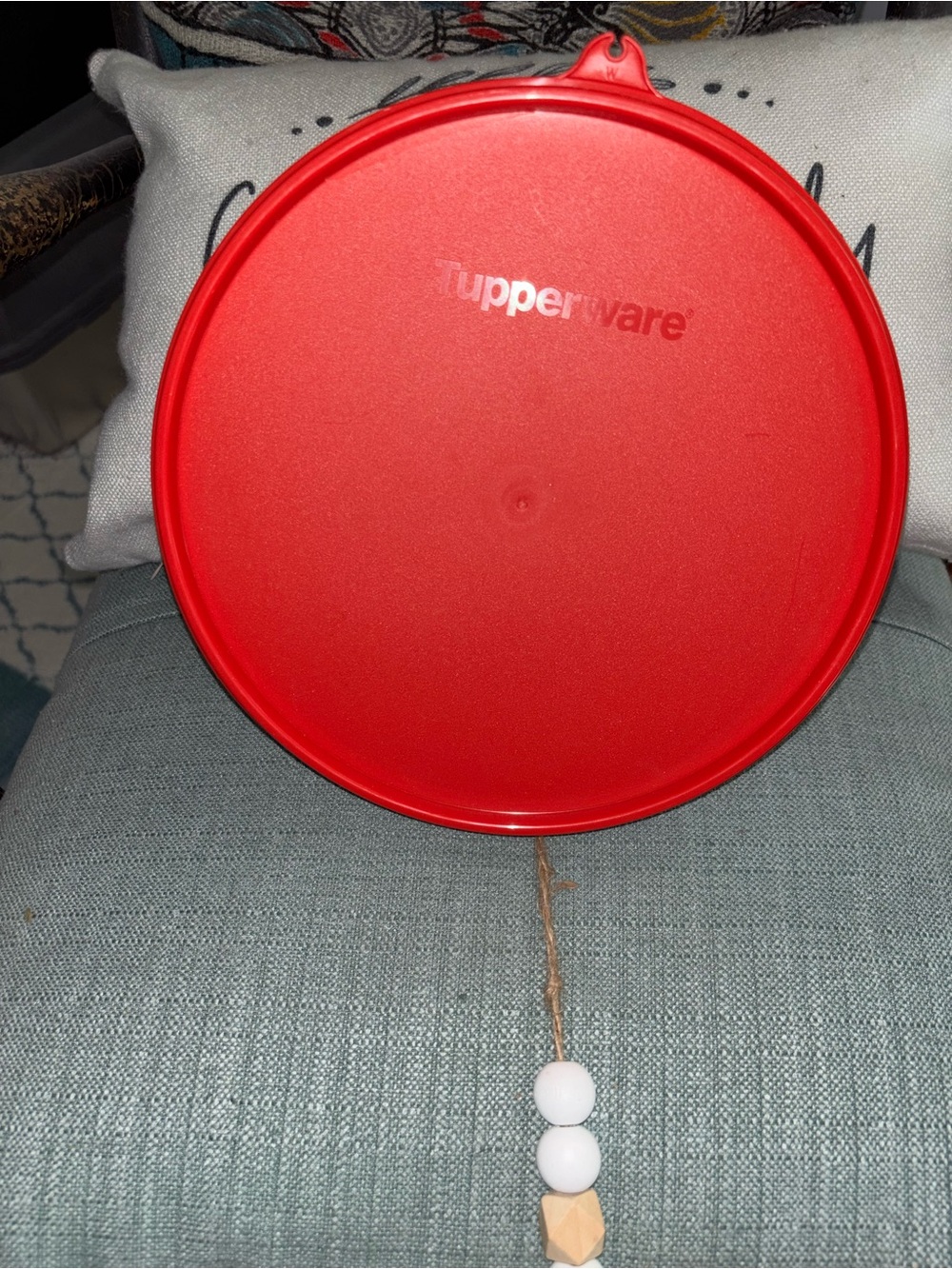 Tupperware jello mold  Red Round Plastic Lid with Pull Tab